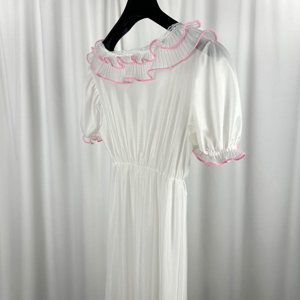 Vintage Bloomies Ivory Ruffle Nightgown Romantic Maxi Small - Picture 15 of 16